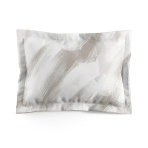 White & Taupe Brush Stroke Microfiber Pillow Sham
