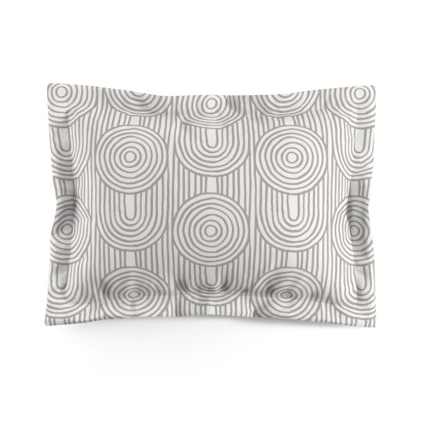 White & Taupe Geometric Microfiber Pillow Sham