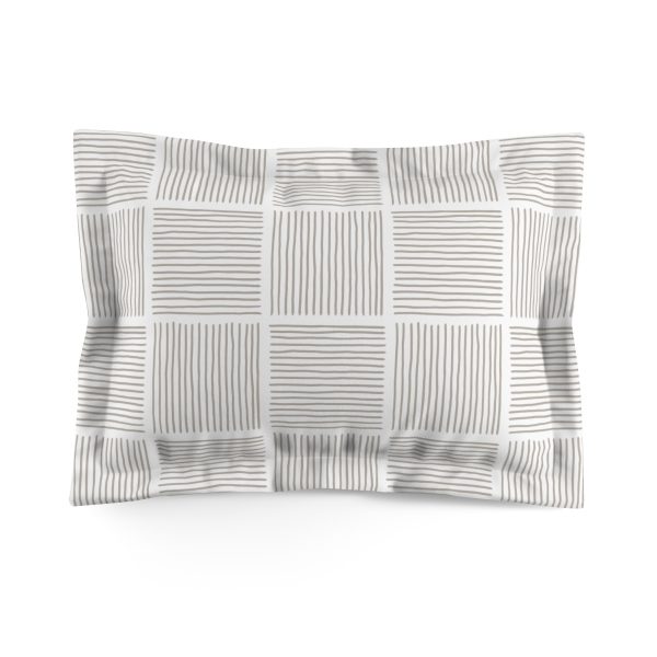White & Taupe Lines Microfiber Pillow Sham