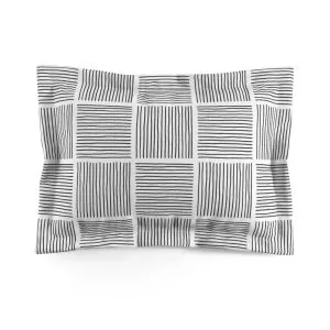 White & Gray Lines Microfiber Pillow Sham