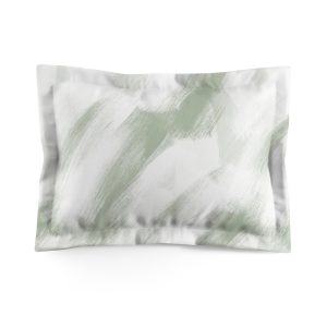 White & Sage Brush Stroke Microfiber Pillow Sham