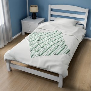Green Candy Stripe Velveteen Plush Blanket