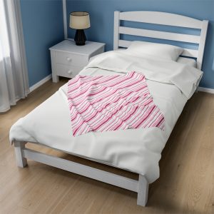 Pink Candy Stripe Velveteen Plush Blanket