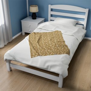 Gold Pinecone Velveteen Plush Blanket