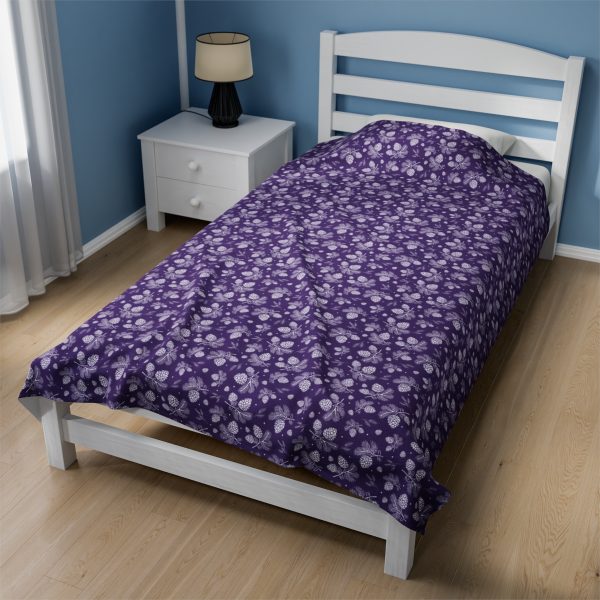 Purple Pinecone Velveteen Plush Blanket