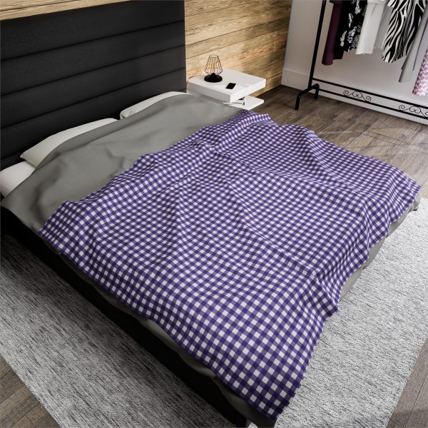 Purple Gingham Velveteen Plush Blanket