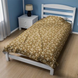 Gold Pinecone Velveteen Plush Blanket