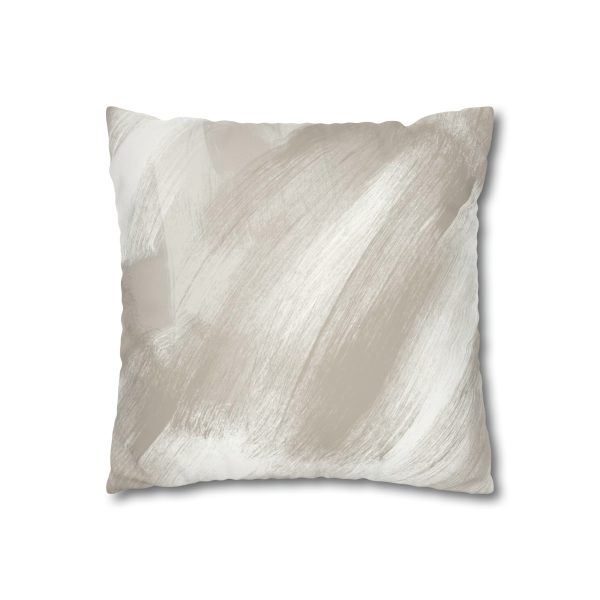 Taupe & White Brush Strokes Faux Suede Pillow Cover