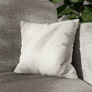 White & Taupe Brush Strokes Faux Suede Square Pillow Cover
