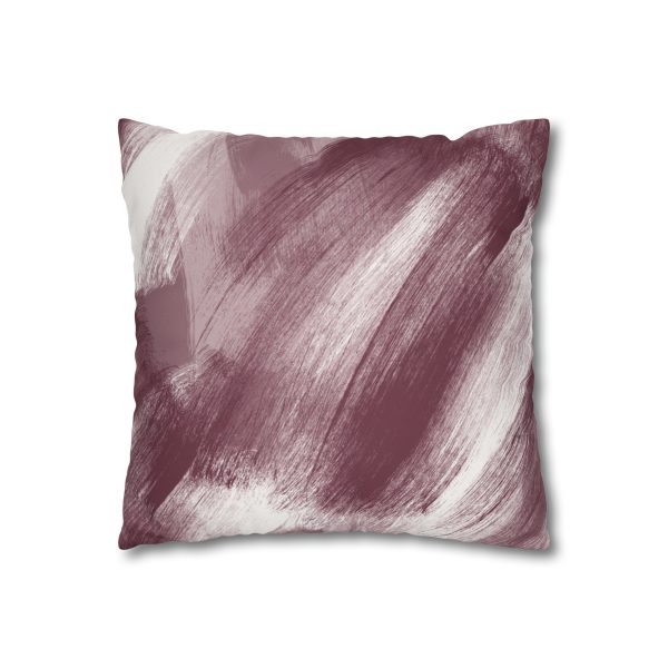 Cranberry & White Brush Strokes Faux Suede Pillow Cover