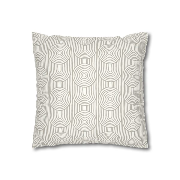 White & Taupe Abstract Geometric Faux Suede Pillow Cover