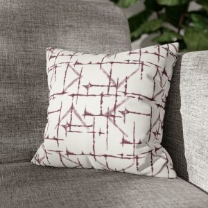 White & Cranberry Shibori Faux Suede Square Pillow Cover