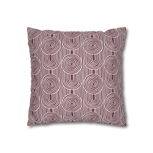 Cranberry & White Abstract Geometric Faux Suede Square Pillow Cover