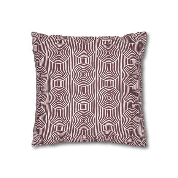 Cranberry & White Abstract Geometric Faux Suede Pillow Cover