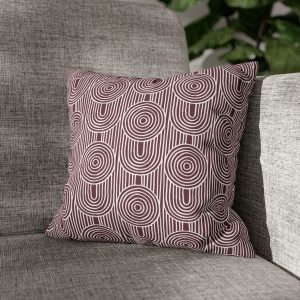 Cranberry & White Abstract Geometric Faux Suede Square Pillow Cover
