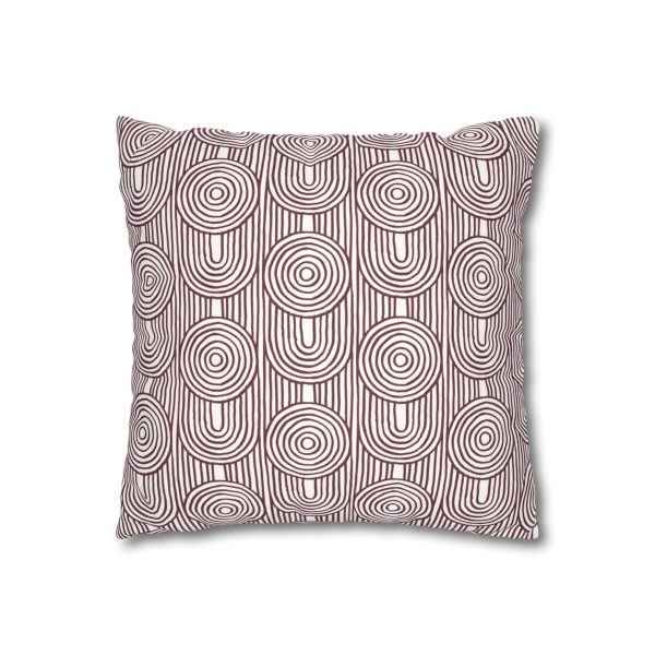 White & Cranberry Abstract Geometric Faux Suede Pillow Cover
