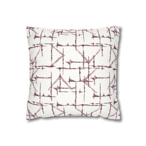 White & Cranberry Shibori Faux Suede Square Pillow Cover