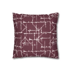 Cranberry & White Shibori Faux Suede Square Pillow Cover