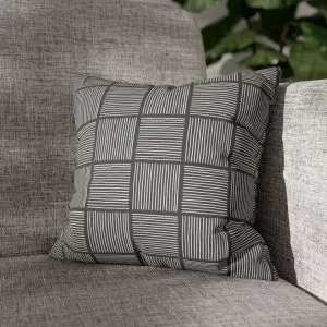 Gray & White Lines Faux Suede Square Pillow Cover