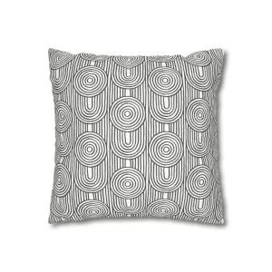 White & Gray Abstract Geometric Faux Suede Square Pillow Cover