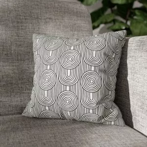 White & Gray Abstract Geometric Faux Suede Square Pillow Cover