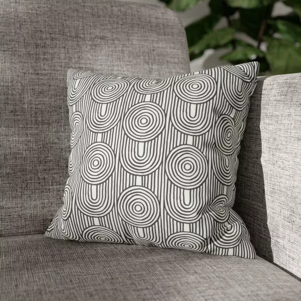 White & Gray Abstract Geometric Faux Suede Pillow Cover