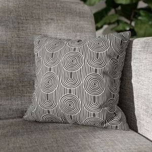 Gray & White Abstract Geometric Faux Suede Square Pillow Cover