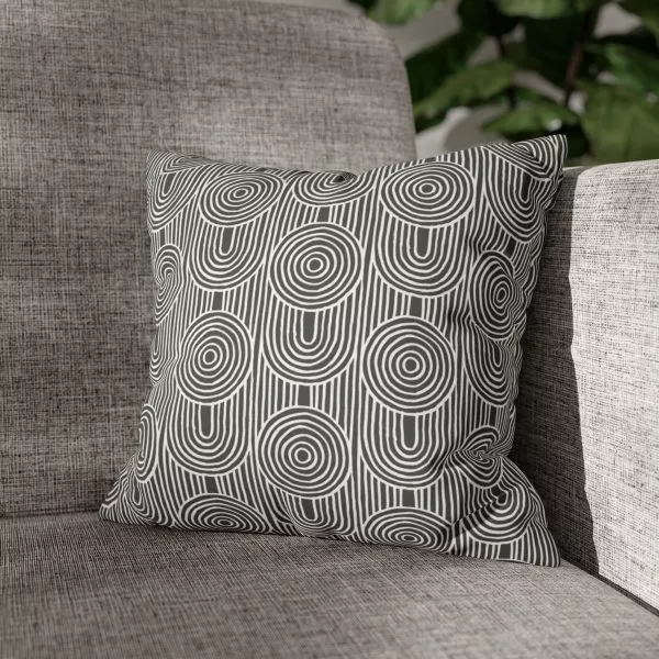 Gray & White Abstract Geometric Faux Suede Pillow Cover