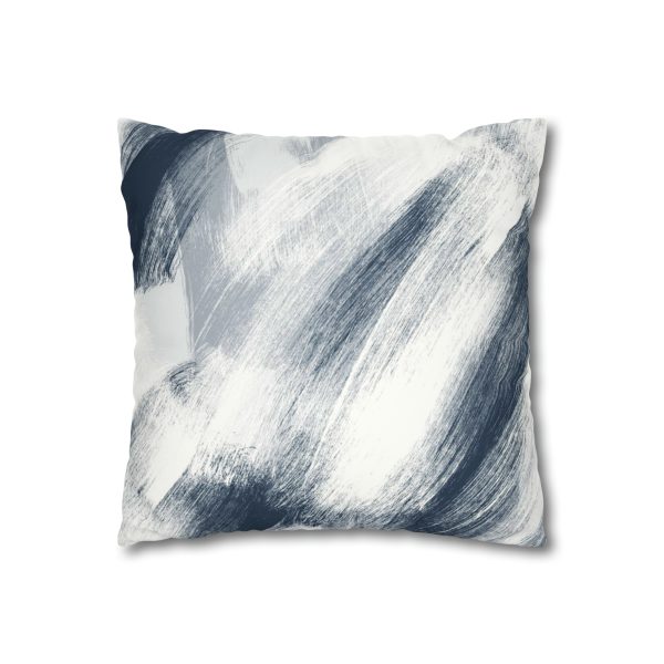 Elevate your decor with our White & Midnight Blue Brush Strokes Faux Suede Pillow Cover, a contemporary masterpiece that brings artistry to your living space.