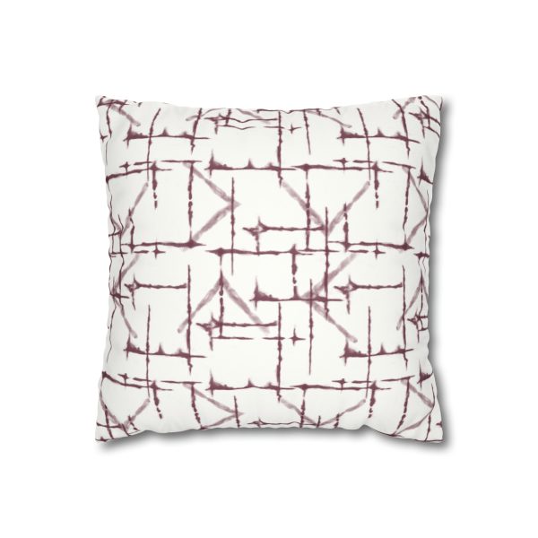 White & Cranberry Shibori Faux Suede Pillow Cover