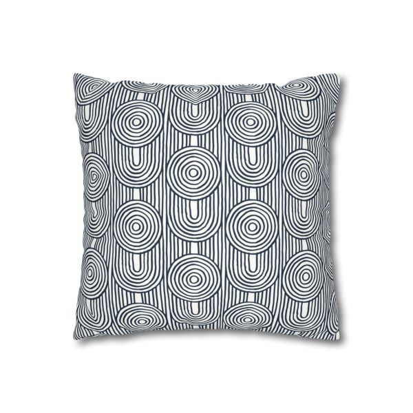 White & Midnight Blue Abstract Geometric Faux Suede Pillow Cover