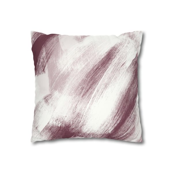 White & Cranberry Brush Strokes Faux Suede Pillow Cover