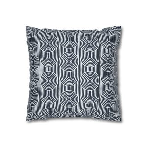 Midnight Blue & White Abstract Geometric Faux Suede Square Pillow Cover