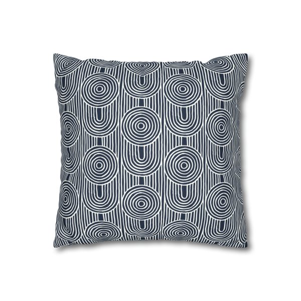 Midnight Blue & White Abstract Geometric Faux Suede Pillow Cover