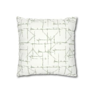 White & Sage Shibori Faux Suede Square Pillow Cover