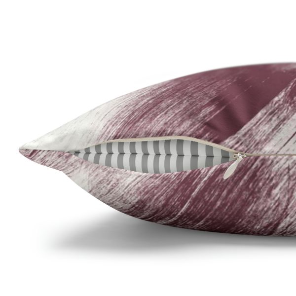 White & Cranberry Brush Strokes Faux Suede Pillow Cover