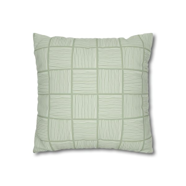 Sage & White Lines Faux Suede Pillow Cover