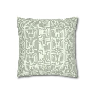 Sage & White Abstract Geometric Faux Suede Square Pillow Cover