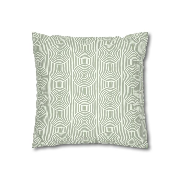 Sage & White Abstract Geometric Faux Suede Pillow Cover