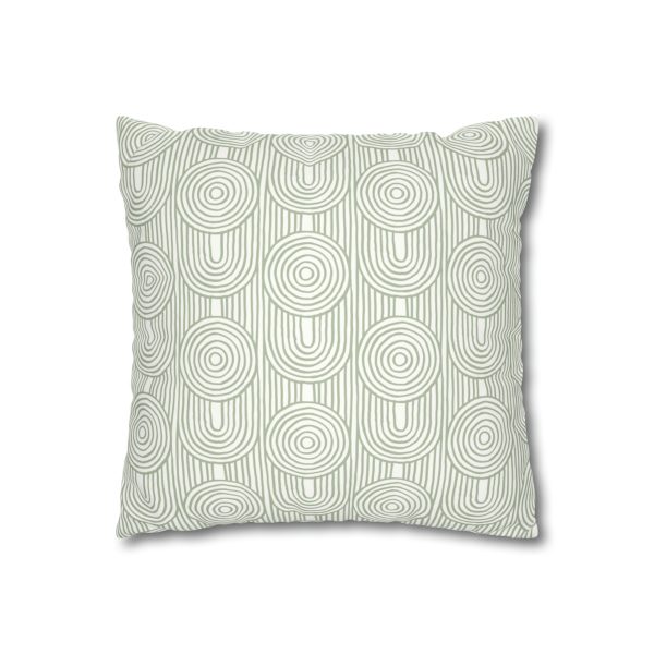 White & Sage Abstract Geometric Faux Suede Pillow Cover