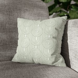 White & Sage Abstract Geometric Faux Suede Square Pillow Cover