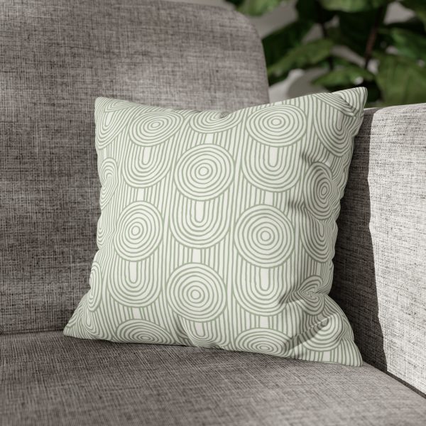 White & Sage Abstract Geometric Faux Suede Pillow Cover