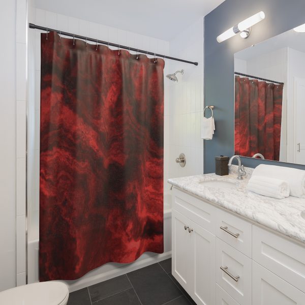 Ruby Red Marble Shower Curtain