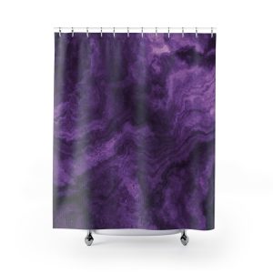 Dark Amethyst Marble Shower Curtain