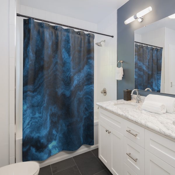 Sapphire Blue Marble Shower Curtain