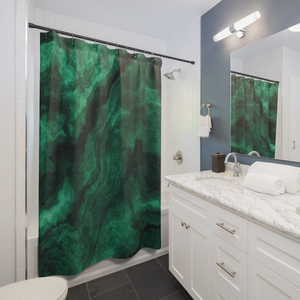 Emerald Green Marble Shower Curtain