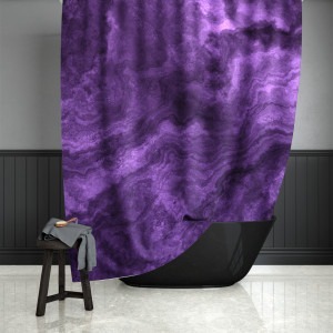 Dark Amethyst Marble Shower Curtain