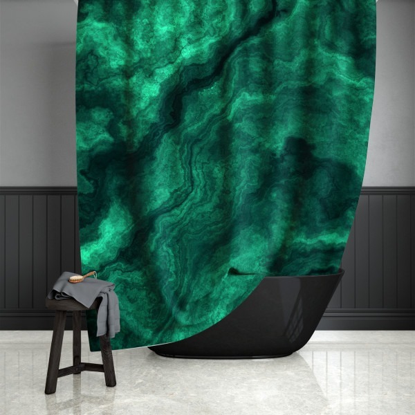 Emerald Green Marble Shower Curtain