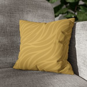 Spicy Mustard Waves Faux Suede Pillow Cover