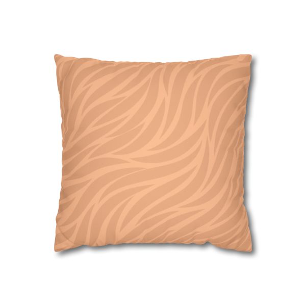 Peach Waves Faux Suede Pillow Cover